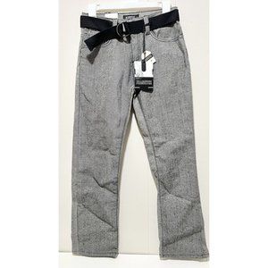 Jeanetix Straight Leg Boys Size 14 Gray Denim Jeans Black Belt NEW